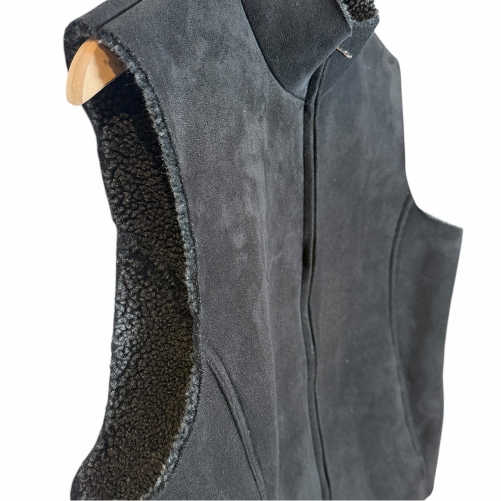 Lands’ End Youth Sherpa Fleece Vest Black Full Zip Warm Layering L 14–16 Outdoor - Picture 4 of 8
